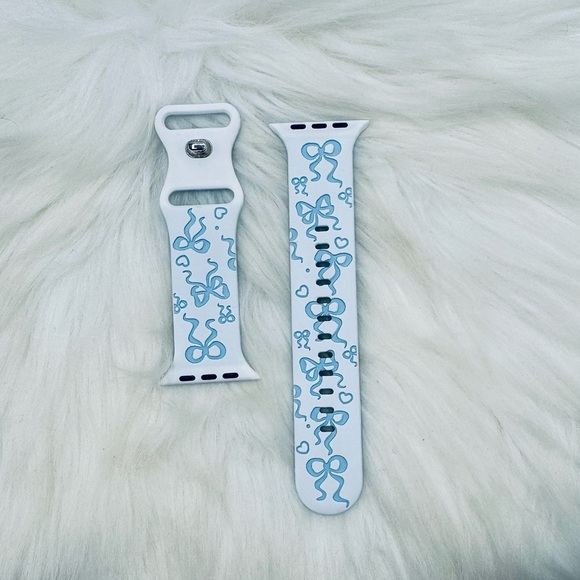 Blue Bow Design Apple Watch Bands in white pink 38mm 40mm 41mm - Picture 3 of 6